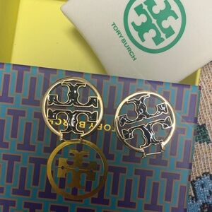 Tory Burch Gold and Black Statement Earrings